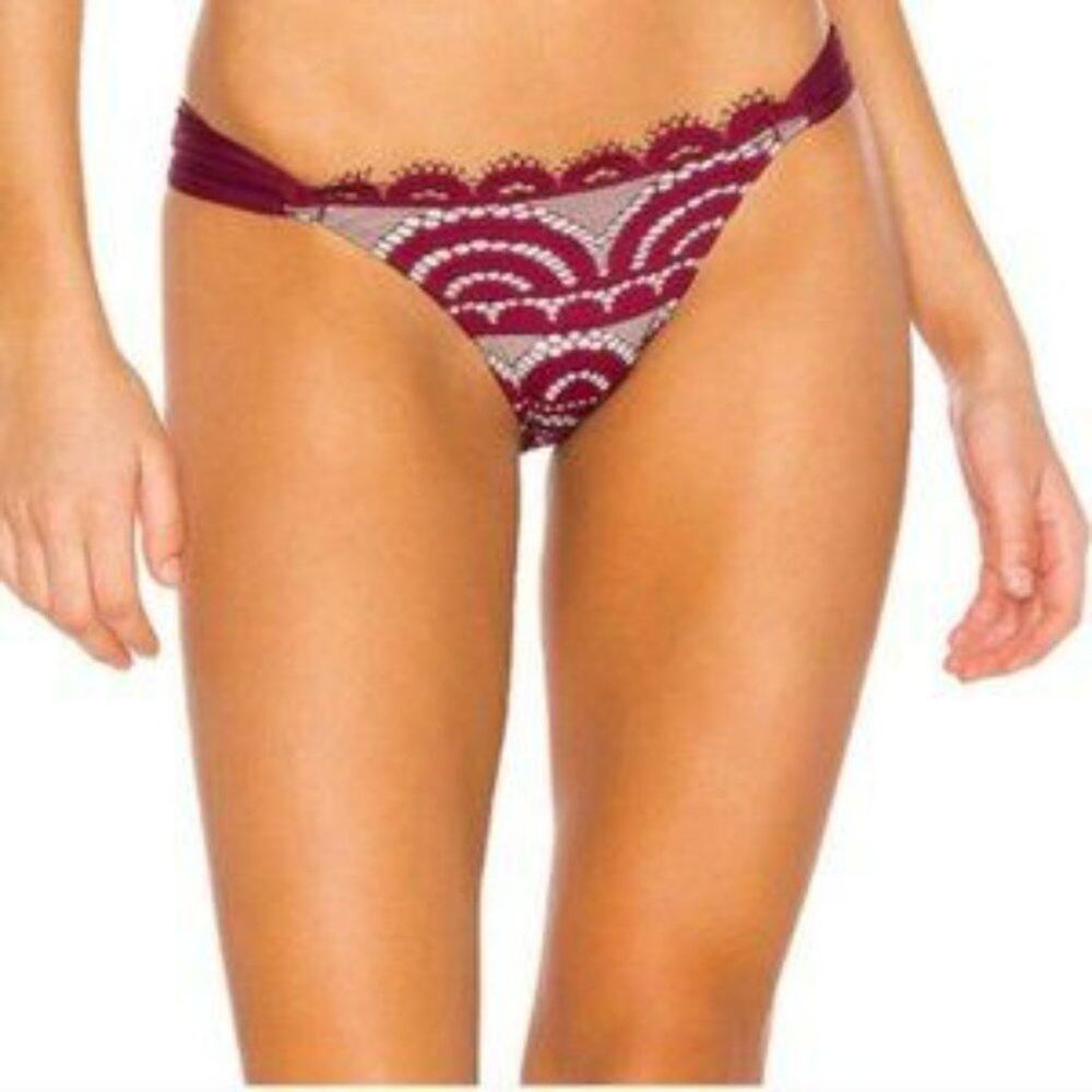 NWT Pilyq Lace Fanned Teeny Bikini in Vino